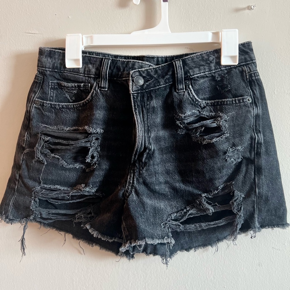 American Eagle Outfitters Black Distressed Jean Shorts